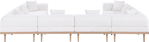 Mira 142" Cream Resilient Water Resistant Fabric Upholstered Outdoor Patio Sectional, 8-Piece