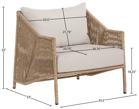 Hadley Beige Olefin Water Resistant Fabric And Wicker Outdoor Patio Accent Chair, 1 Piece
