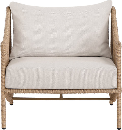 Hadley Beige Olefin Water Resistant Fabric And Wicker Outdoor Patio Accent Chair, 1 Piece