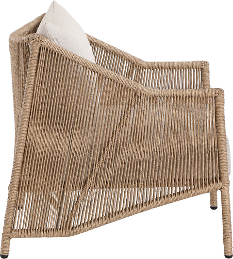Hadley Beige Olefin Water Resistant Fabric And Wicker Outdoor Patio Accent Chair, 1 Piece