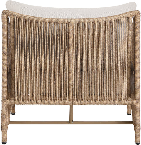 Hadley Beige Olefin Water Resistant Fabric And Wicker Outdoor Patio Accent Chair, 1 Piece