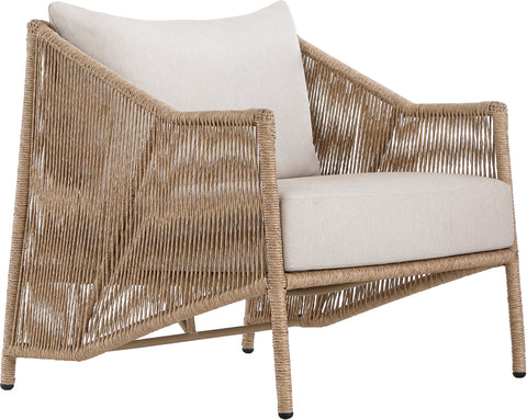 Hadley Beige Olefin Water Resistant Fabric And Wicker Outdoor Patio Accent Chair, 1 Piece
