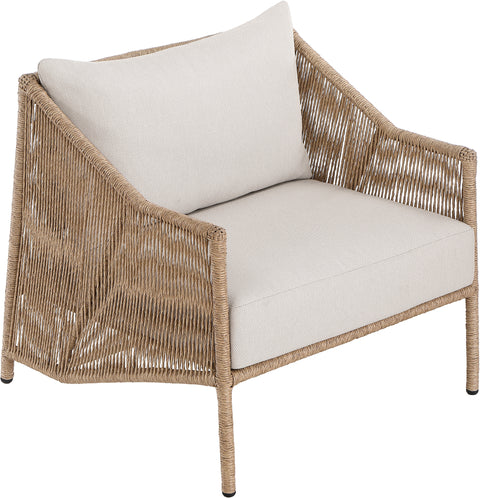 Hadley Beige Olefin Water Resistant Fabric And Wicker Outdoor Patio Accent Chair, 1 Piece