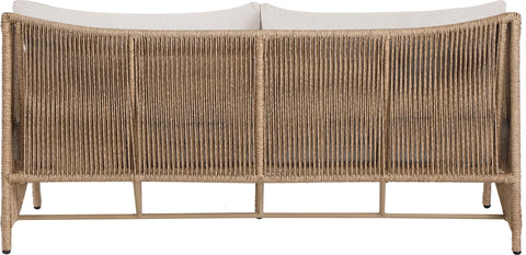 Hadley 70" Beige Olefin Water Resistant Fabric And Wicker Outdoor Patio Loveseat, 1 Piece