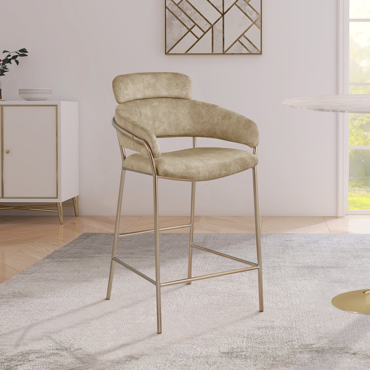 limitless beige velvet counter stool c
