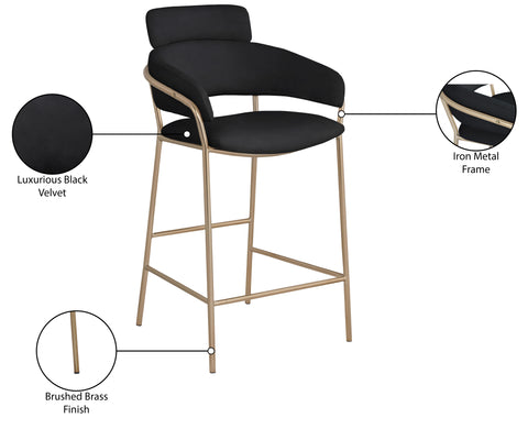 Limitless Black Velvet Counter Stool C