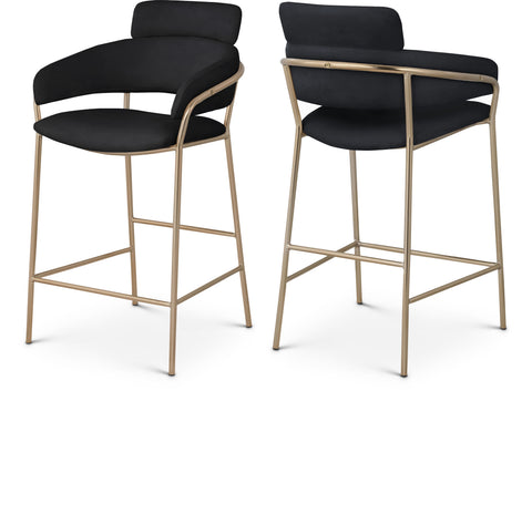 Urban Black Velvet Upholstered Counter Stool, 1 Piece