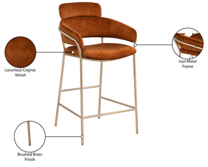 Limitless Cognac Velvet Counter Stool C