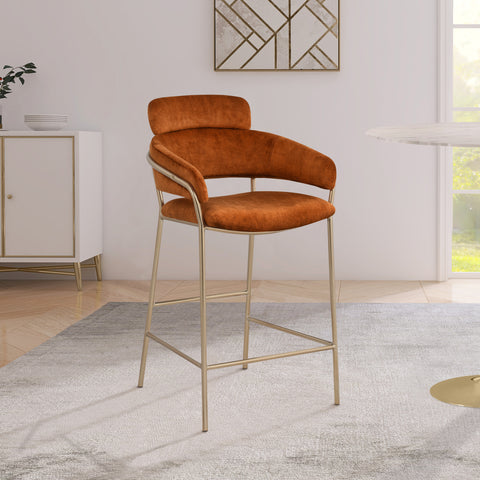 Limitless Cognac Velvet Counter Stool C