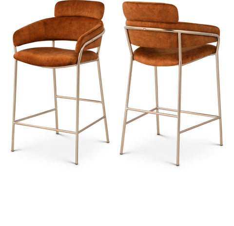 Urban Cognac Velvet Upholstered Counter Stool, 1 Piece