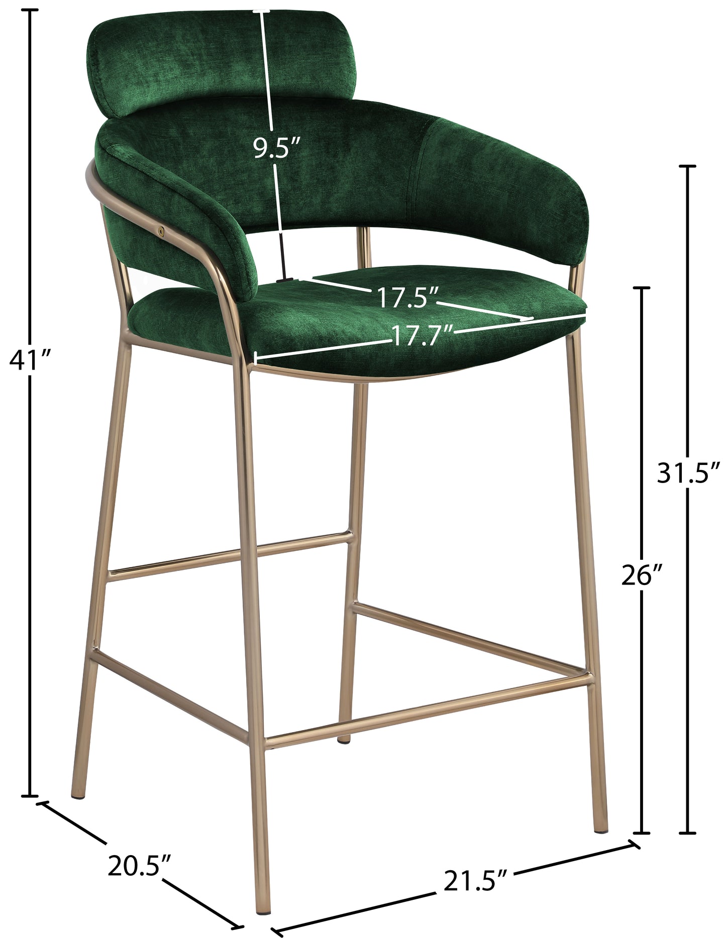 limitless green velvet counter stool c