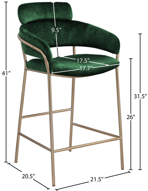 Limitless Green Velvet Counter Stool C