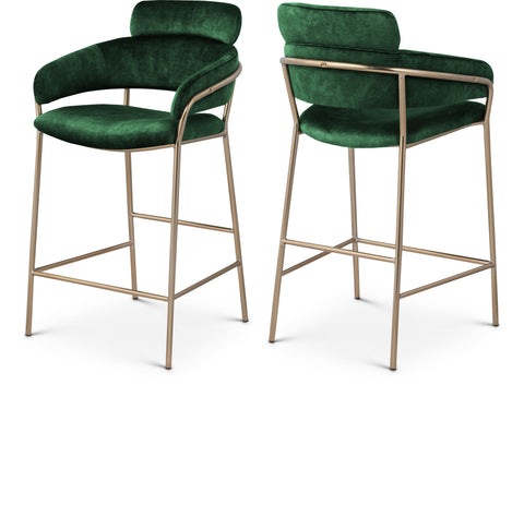 Urban Green Velvet Upholstered Counter Stool, 1 Piece