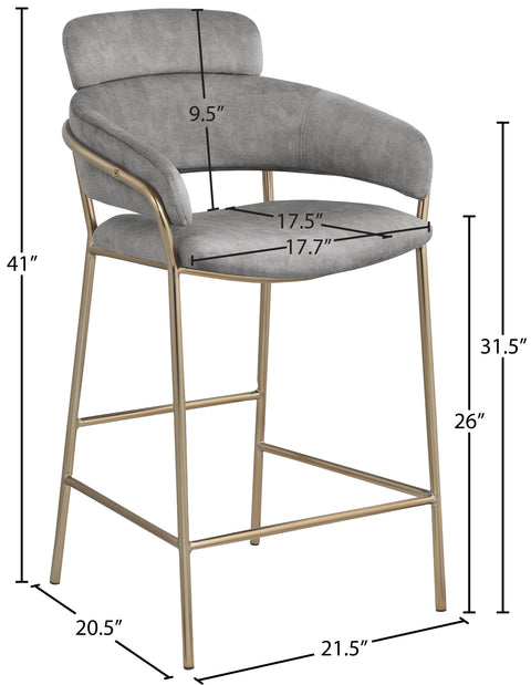 Limitless Grey Velvet Counter Stool C