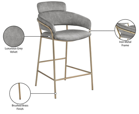 Limitless Grey Velvet Counter Stool C