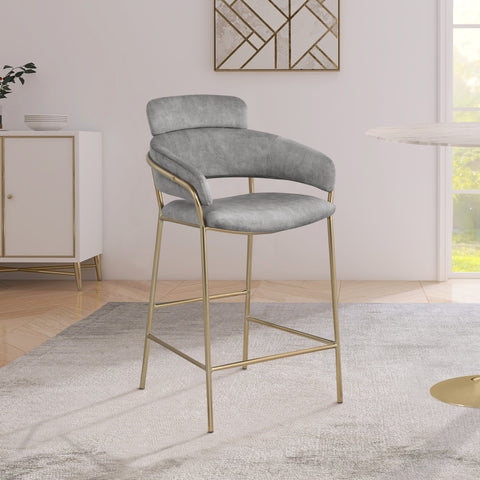 Limitless Grey Velvet Counter Stool C