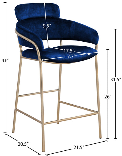 Limitless Navy Velvet Counter Stool C