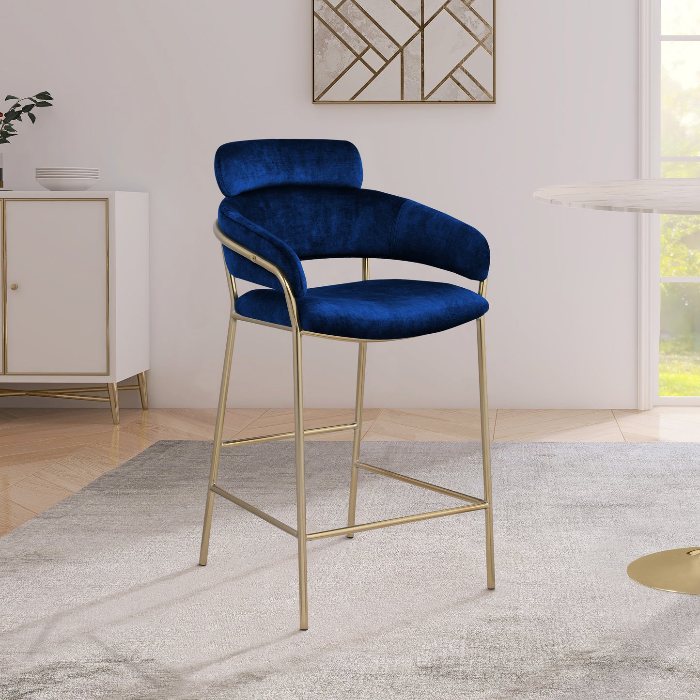 limitless navy velvet counter stool c