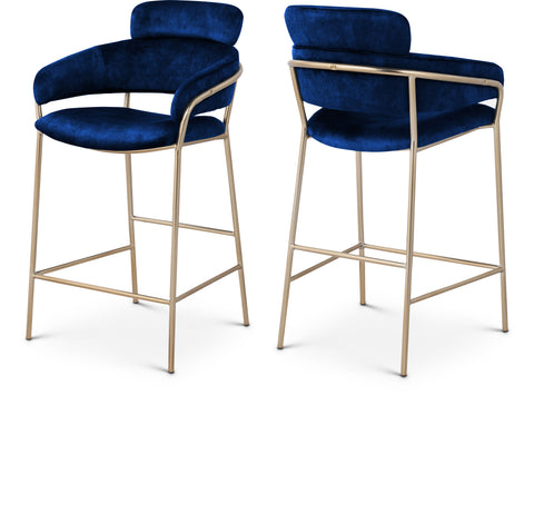 Urban Navy Velvet Upholstered Counter Stool, 1 Piece