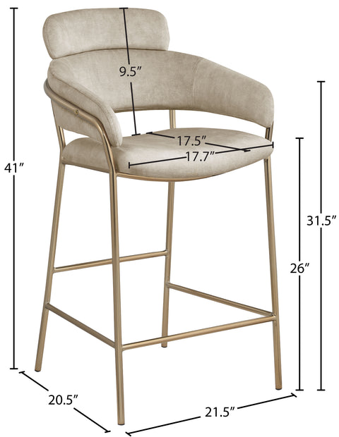 Limitless Stone Velvet Counter Stool C
