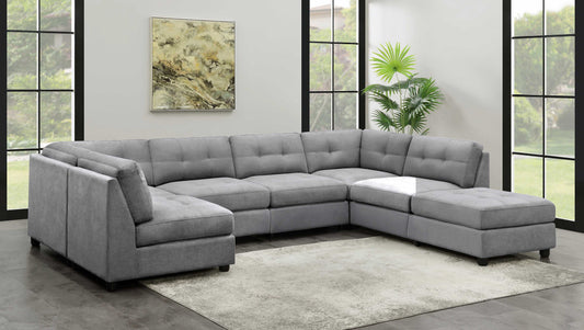 Carla 7-piece Upholstered Modular Sectional Sofa Dove