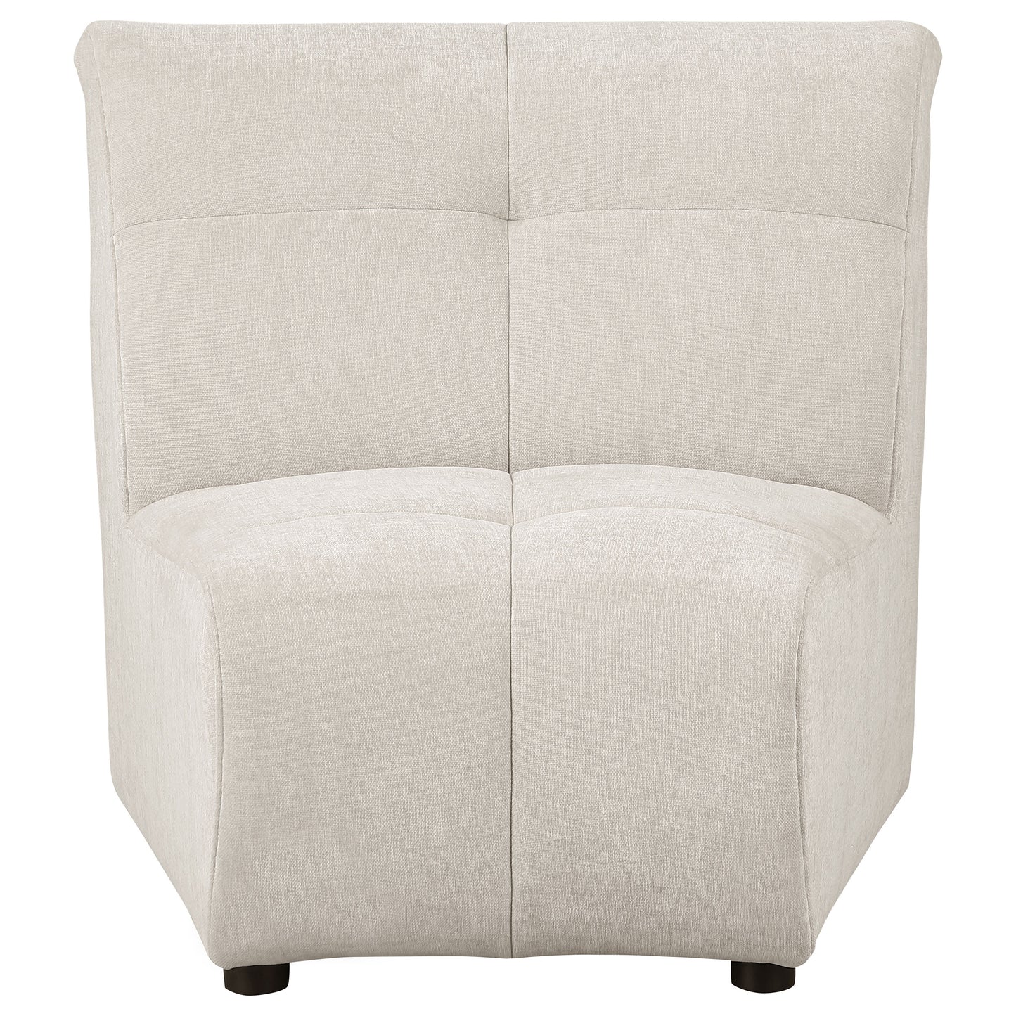 7.5" upholstered curved armless chair ivory