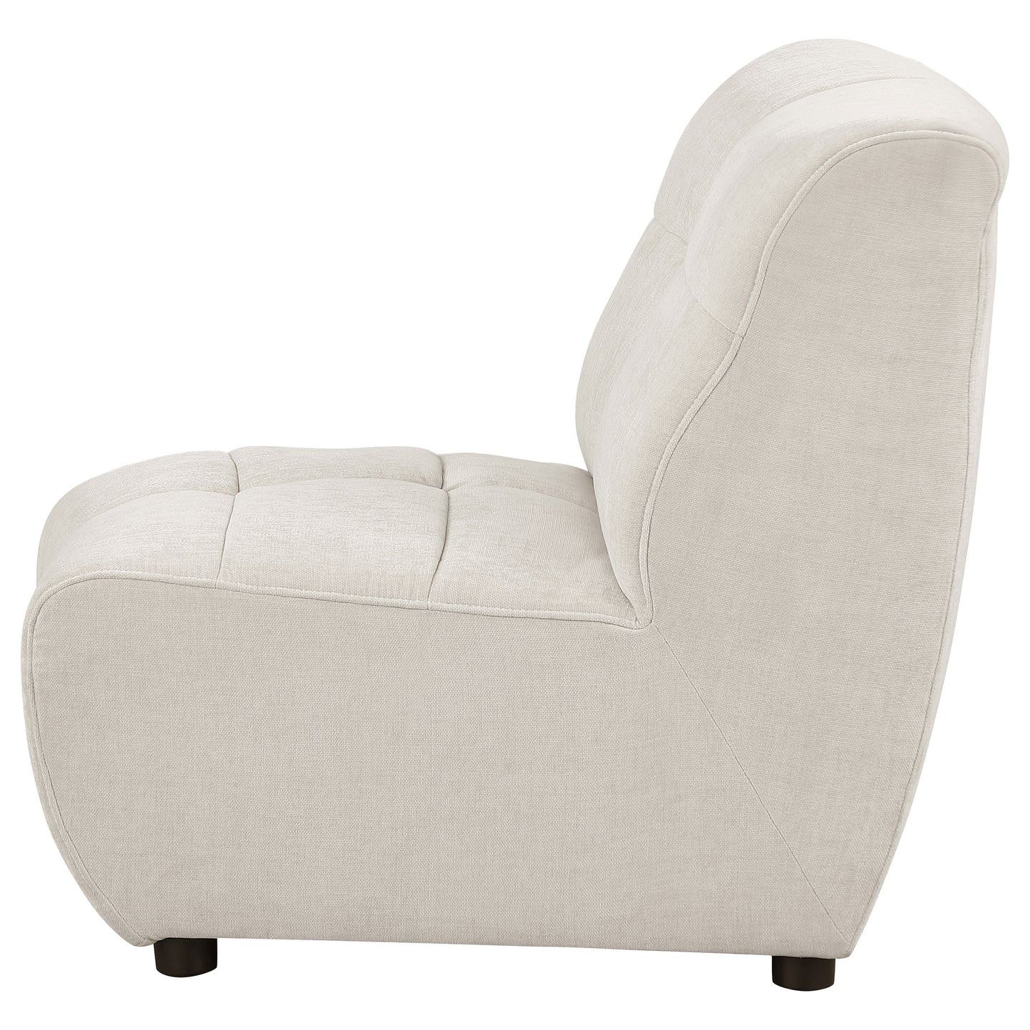 7.5" upholstered curved armless chair ivory