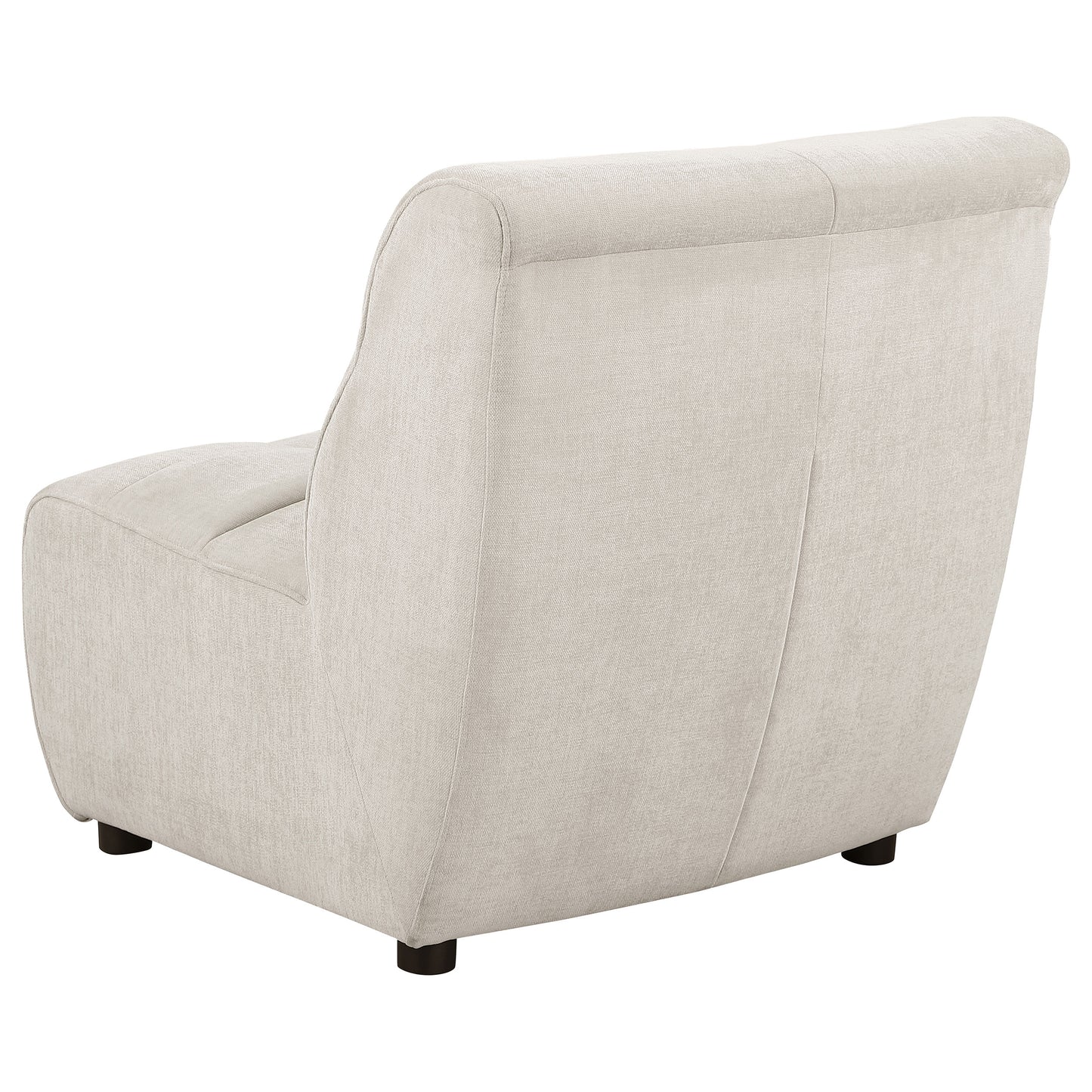 7.5" upholstered curved armless chair ivory