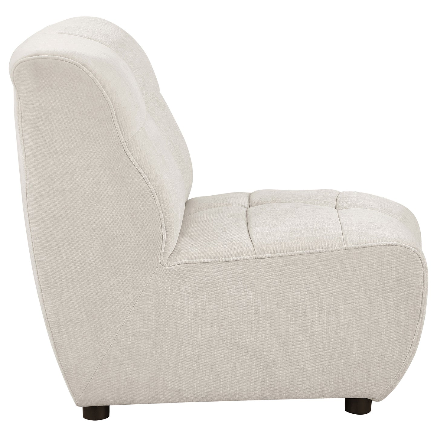 7.5" upholstered curved armless chair ivory