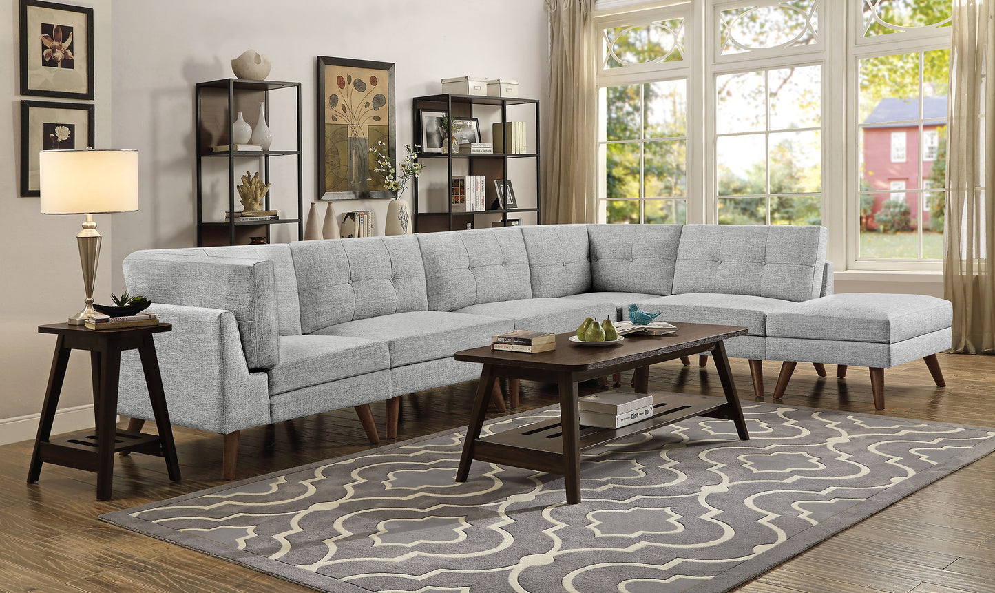 camden 6-piece upholstered modular sectional sofa grey