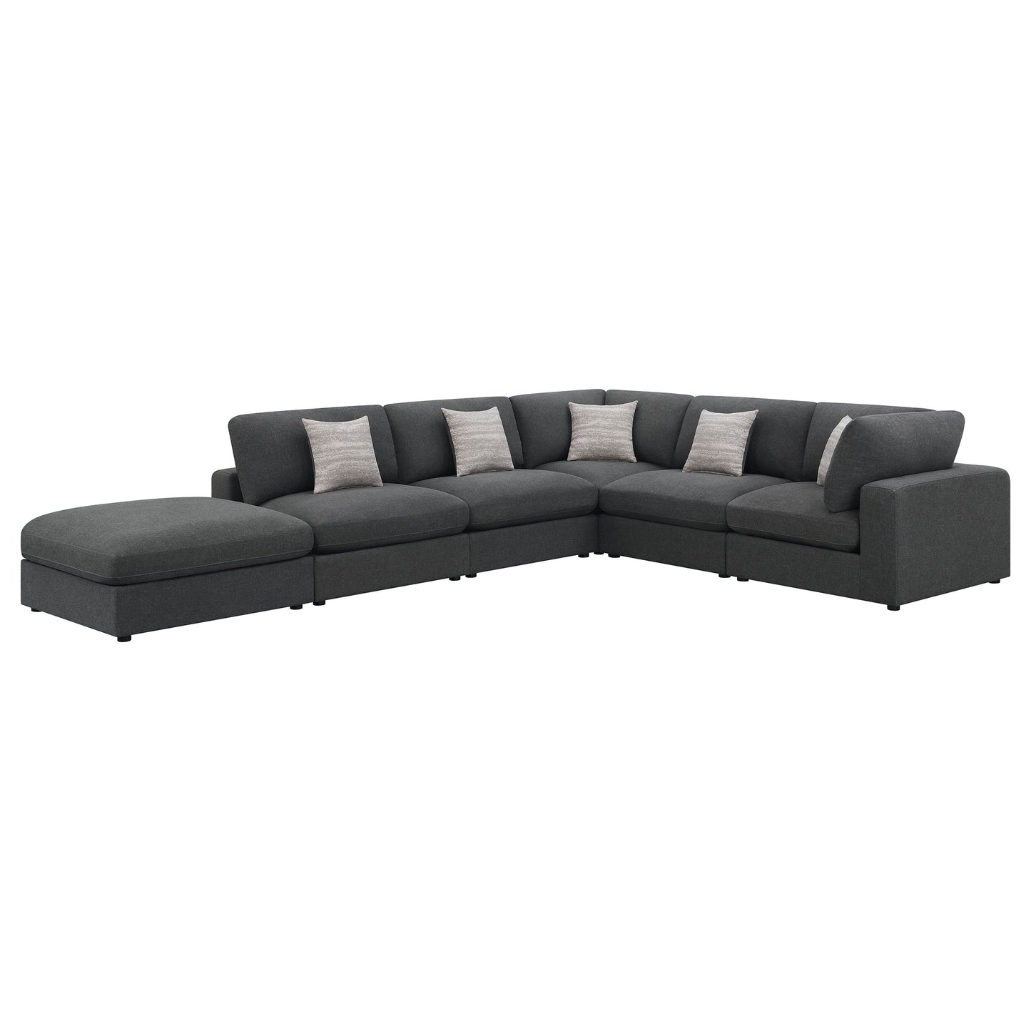 acadia 6-piece upholstered modular sectional sofa charcoal