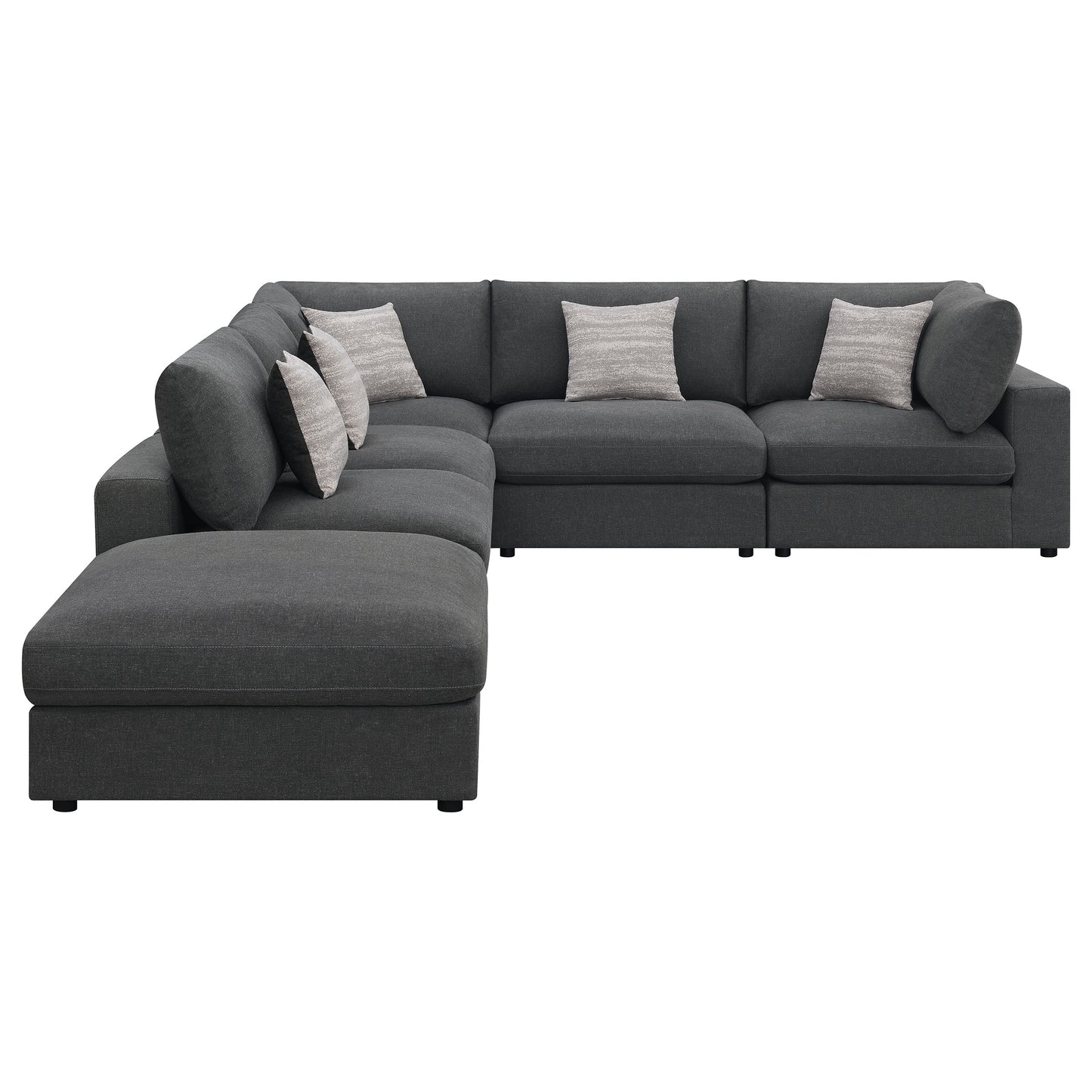 acadia 6-piece upholstered modular sectional sofa charcoal