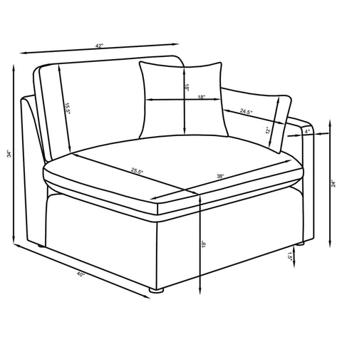 Destino 5-piece Upholstered Modular Sectional Sofa Ivory