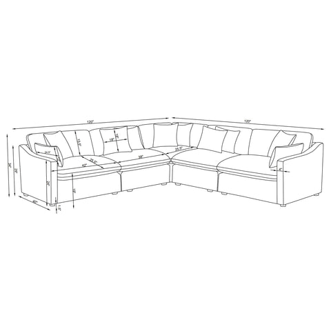 Destino 5-piece Upholstered Modular Sectional Sofa Ivory