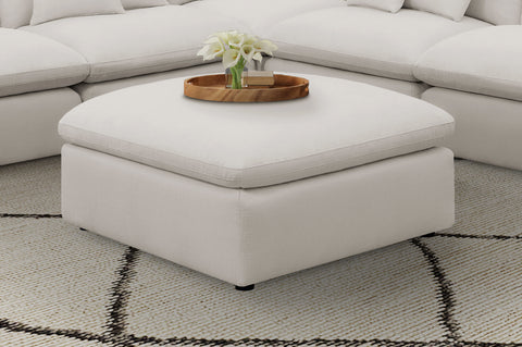 Georgina Square Upholstered Ottoman IvoryIvory
