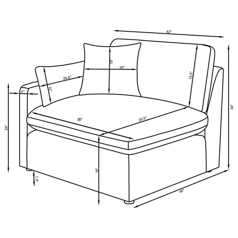 Destino 4-piece Upholstered Modular Sectional Sofa Charcoal
