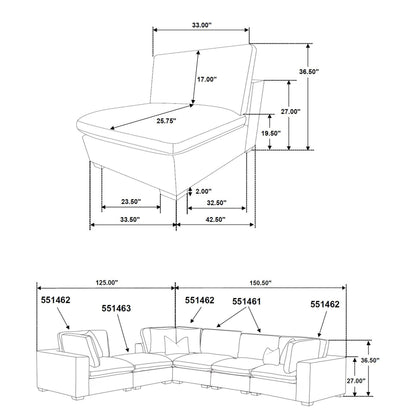 Phoenix 5-piece Upholstered Modular Sectional Sofa Ivory