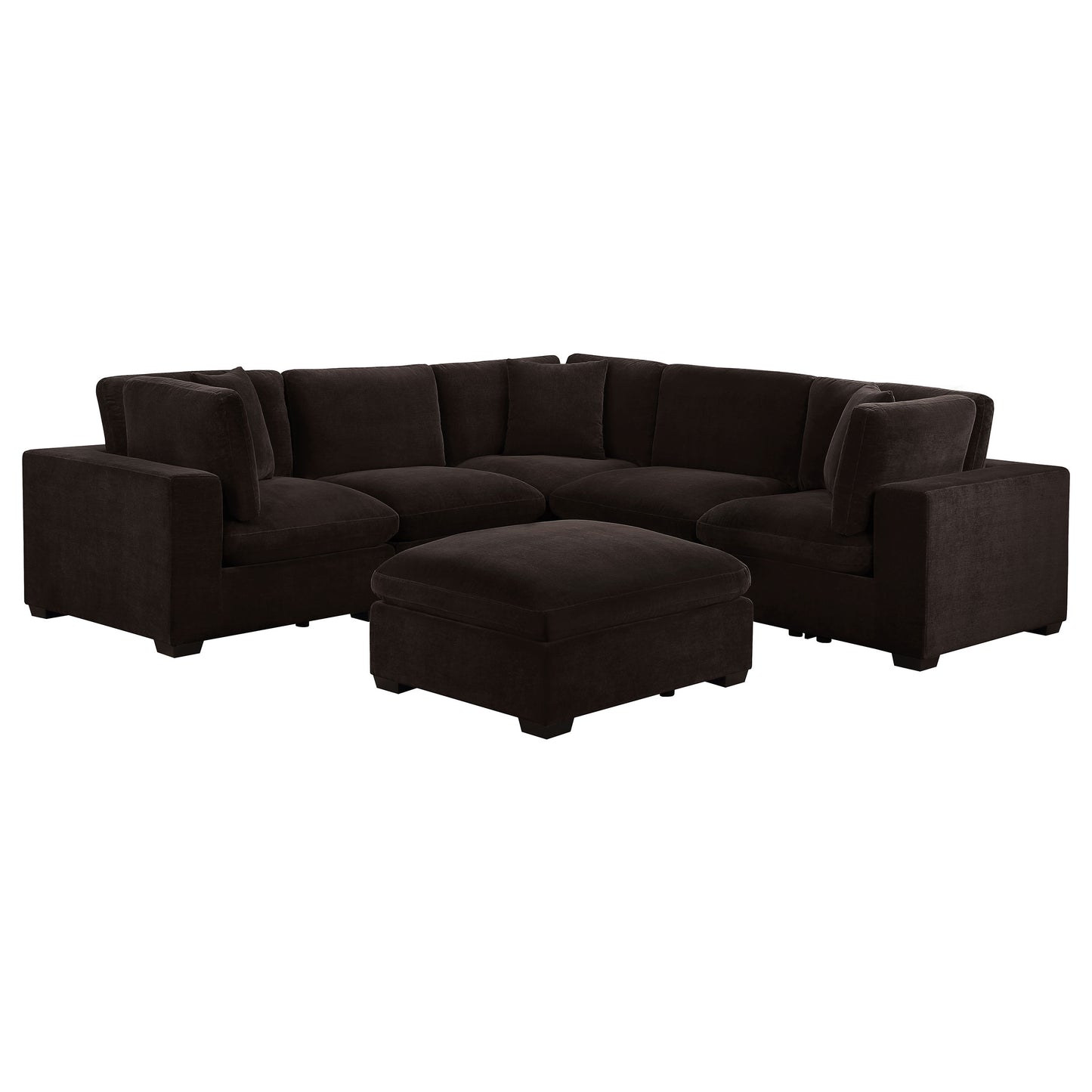 phoenix 5-piece upholstered modular sectional chocolate