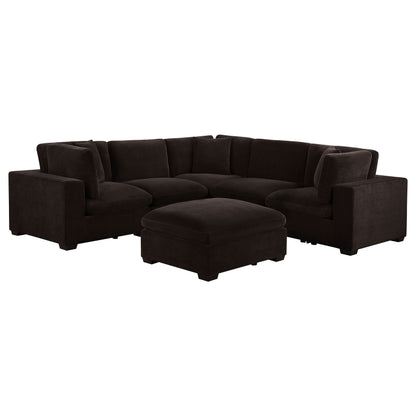 Phoenix 5-piece Upholstered Modular Sectional Chocolate