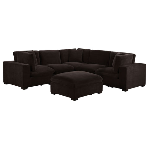 Zakiya 5-piece Upholstered Modular Sectional ChocolateDark Chocolate