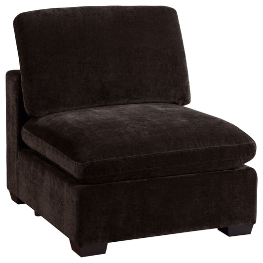 Phoenix Upholstered Armless Chair Dark Chocolate