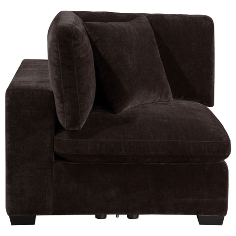 Zakiya Upholstered Corner Chair Dark ChocolateDark Chocolate