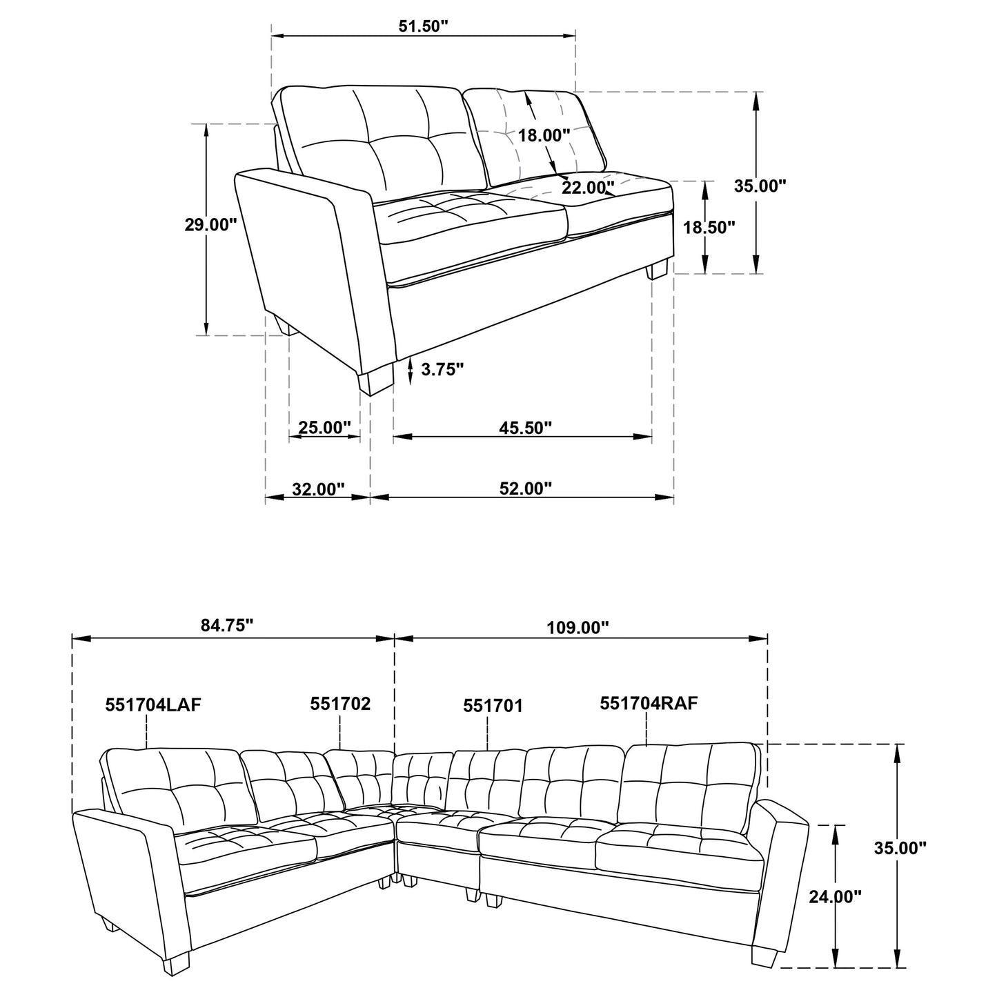 topeka 4-piece upholstered modular sectional steel grey