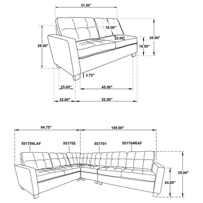 Topeka 4-piece Upholstered Modular Sectional Steel Grey