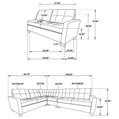 Topeka 4-piece Upholstered Modular Sectional Steel Grey