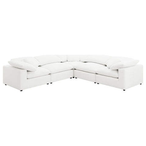 Malka 5-piece Boucle Upholstered Modular Sectional IvoryIvory