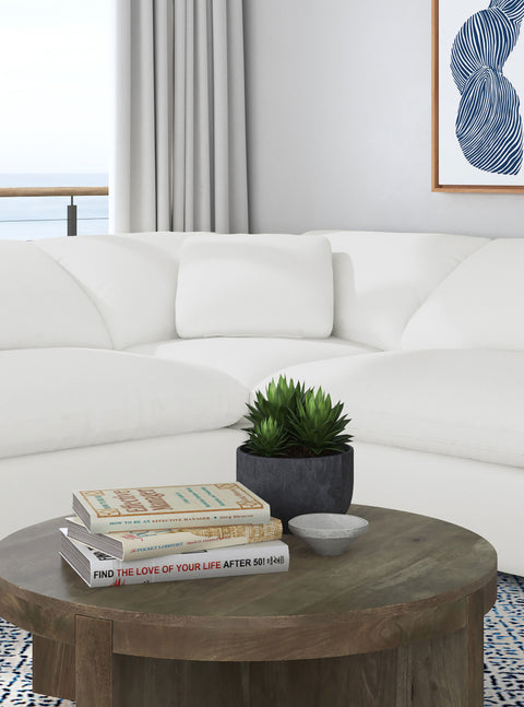 Malka Boucle Upholstered Corner Chair IvoryIvory