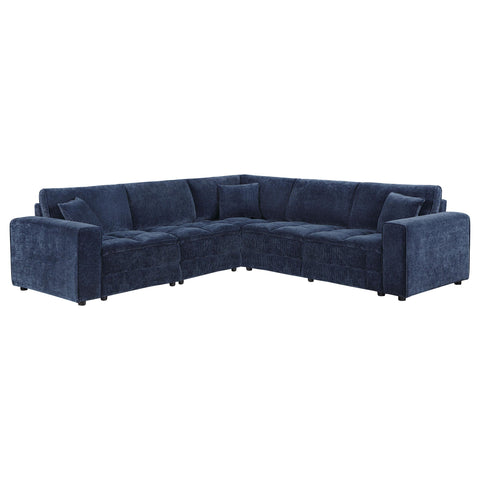 Isabella 5-piece Upholstered Modular Sectional Sofa Blue