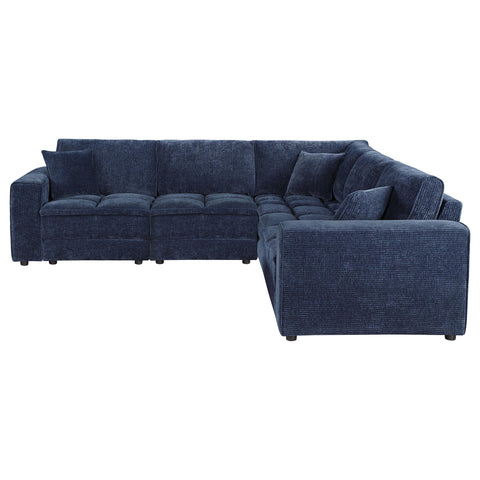 Isabella 5-piece Upholstered Modular Sectional Sofa Blue