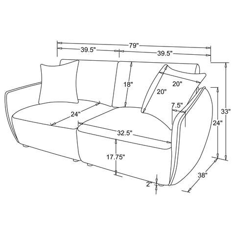Burnett Fabric Upholstered Modular Lounge Loveseat Coral